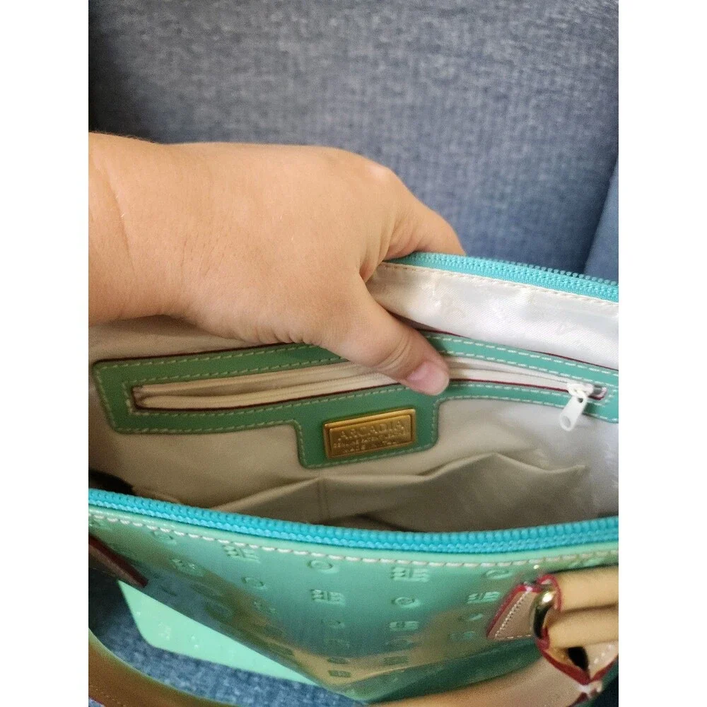 Arcadia Patent Leather Satchel Handbag in Jade Green